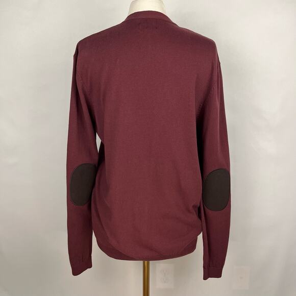 NWT ASOS | Burgundy Button Up Cotton V-Neck Cardigan| Men's Large - Picture 2 of 9